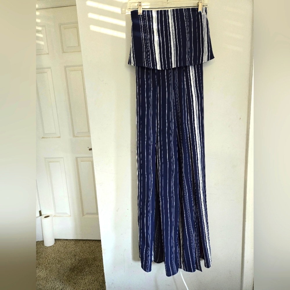 Blueblush Strapless Pallazo Split Leg Jumpsuit - image 1